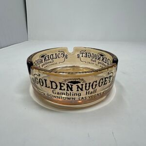 Vtg Golden Nugget Gambling Hall Ashtray Downtown Las Vegas Casino Round Glass